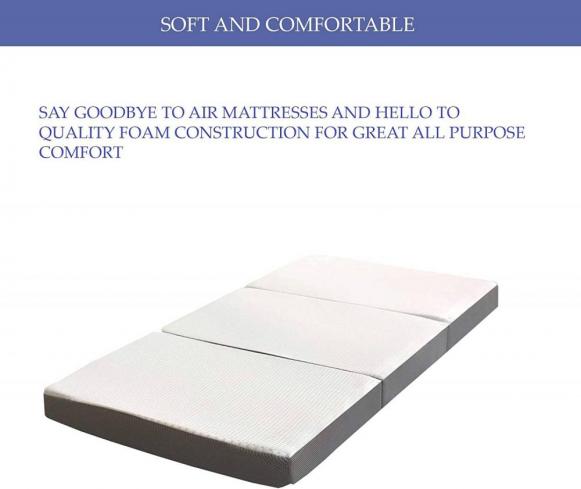 Mayton Folding Mattress for sleepover guest Memory Foam Portable Tri-fold 