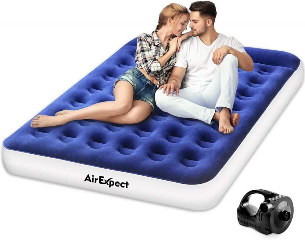 baby and air mattress camping