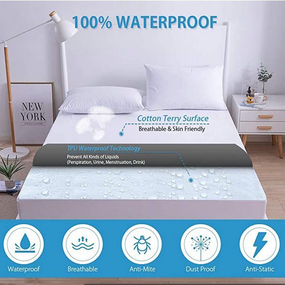 Agedate Cotton Fitted Sheet Waterproof Mattress Protector