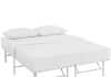 Modway Horizon Replaces Box Spring-Folding Metal Mattress Bed Frame, Full, White