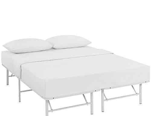 Modway Horizon Replaces Box Spring-Folding Metal Mattress Bed Frame, Full, White