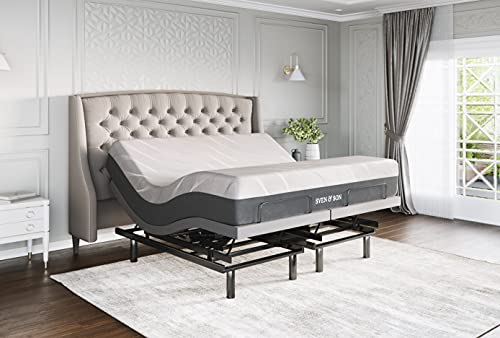 Sven & Son California King Adjustable Bed Base Frame Platinum (Individual Head Tilt & Lumbar) + 14" Hybrid Cool Gel Memory Foam Mattress and Adjustable Bed