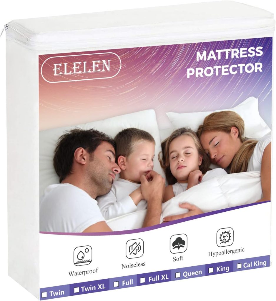 2 Pack Queen Mattress Protector Waterproof Mattress Cover Queen Size Soft Breathable Noiseless Bed Cover Deep Pocket for 6-18 Pad, Washable Hypoallergenic Vinyl Free for Pets Kids Adults, White
