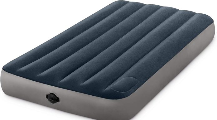 intex 64781e dura beam standard single high air mattress fiber tech twin size 2 step pump 10in bed height 300lb weight c 10
