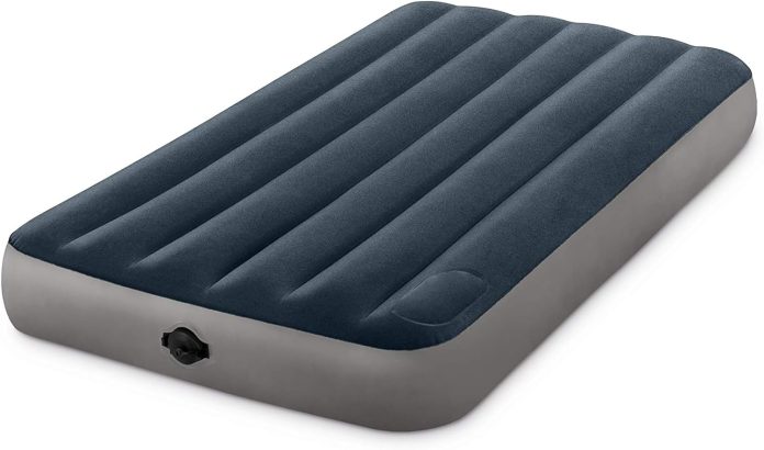 intex 64781e dura beam standard single high air mattress fiber tech twin size 2 step pump 10in bed height 300lb weight c 10