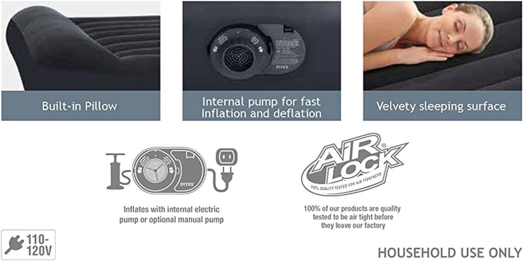 Intex Dura-Beam Standard Pillow Rest Classic Air Mattress Series with Internal Pump