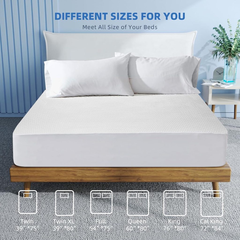 RestGuard 100% Waterproof Mattress Protector Queen, Breathable Cooling Bamboo 3D Air Fabric Mattress Cover, Soft Noiseless Bed Cover, Machine Washable, 8-21 Deep Pocket