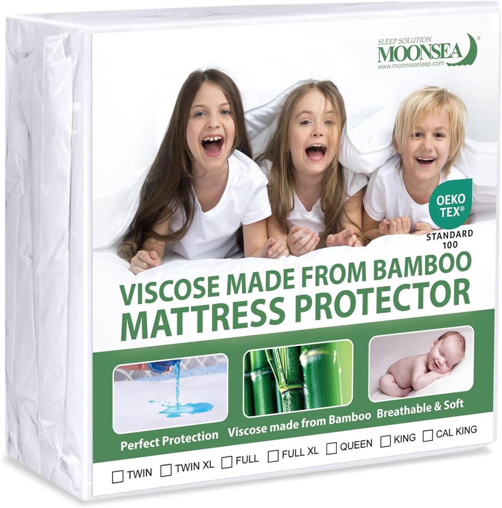 Waterproof Mattress Protector Twin Size, Skin Friendly and Breathable Twin Mattress Protector for 14 Deep Pocket, Viscose Made from Bamboo Jersey Mattress Cover
