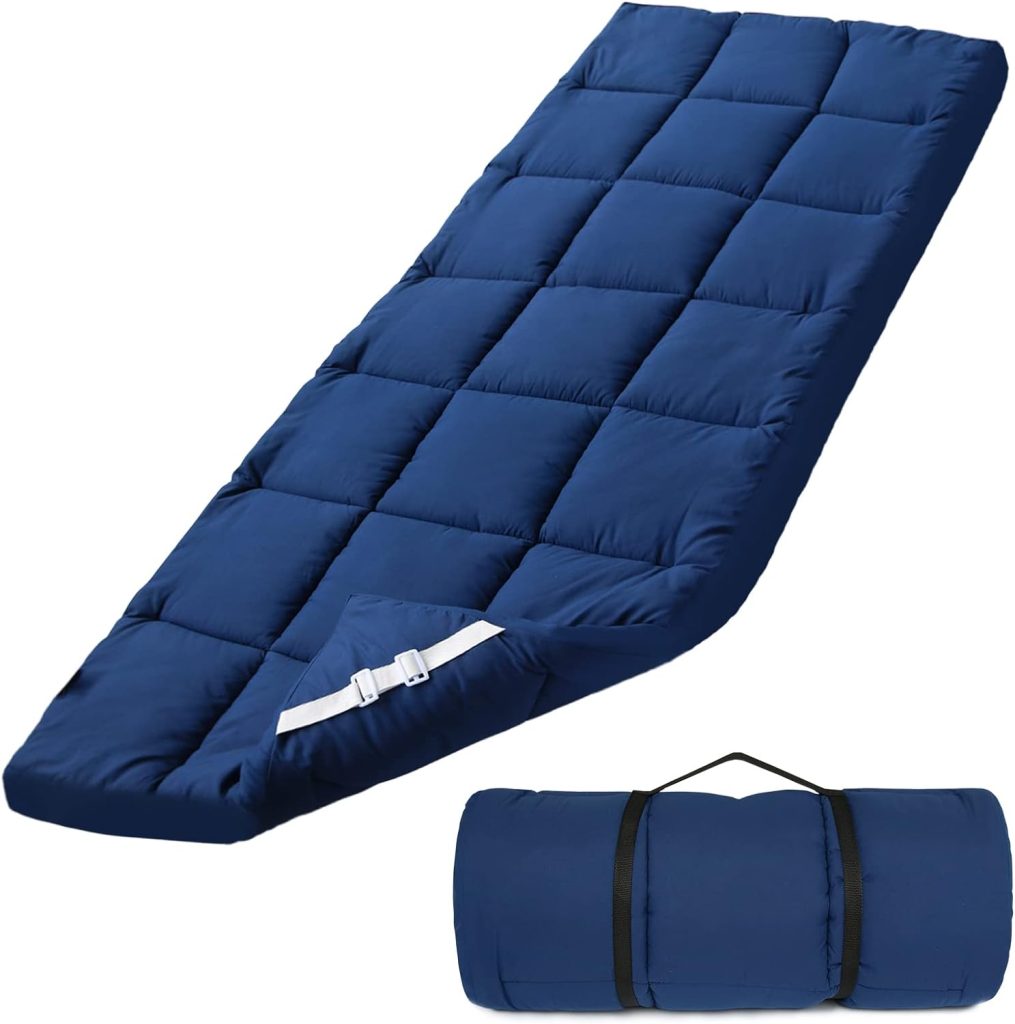Cot Mattress Topper (Improved Thickness), Quilted Cot Pads for Camping, Soft Comfortable Sleeping Cot Mattress Pad Only, Camping Mattress Pad 75x30 for Camp Cot/Rv Bunk/Narrow Twin Beds, Navy