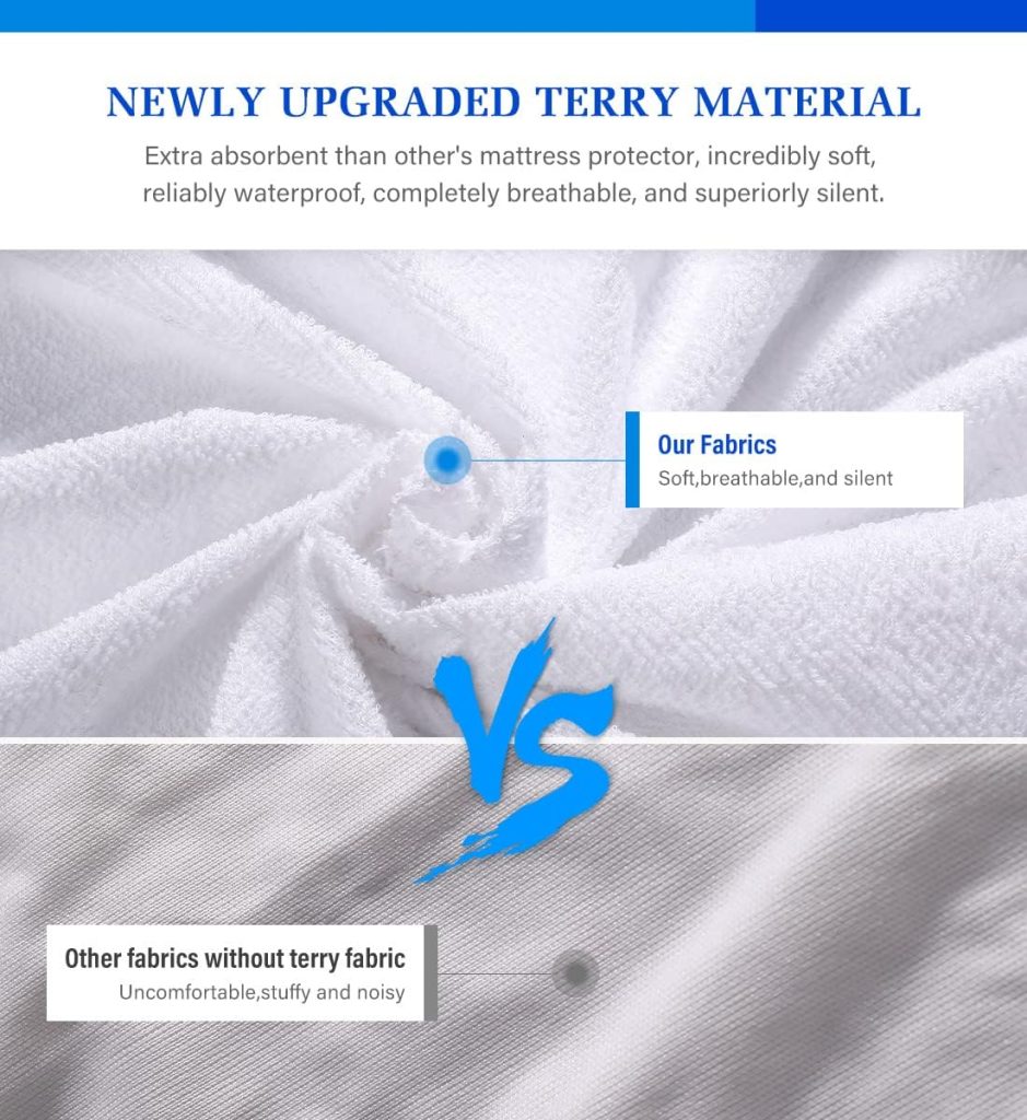 Full Size Mattress Protector,Waterproof Mattress Protector Full,Mattress Pad Cover Noiseless,Soft Breathable Cotton Terry for Pets Kids Adults 54 x 75