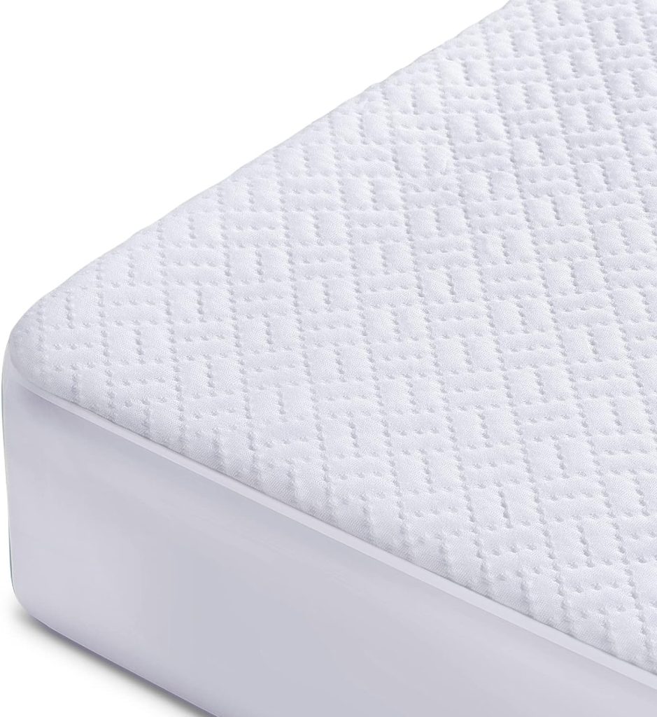 Hanherry 100% Waterproof Mattress Protector Queen Size, Rayon Made from Bamboo Mattress Cover 3D Air Fabric Cooling Mattress Pad Cover Smooth Soft Breathable Noiseless, 8-21 Deep Pocket