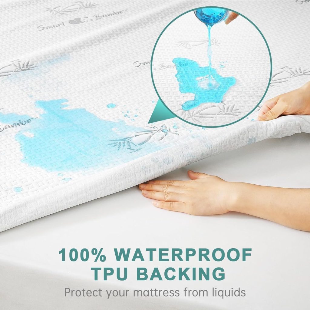 HUXMEYSON Queen Mattress Protector, Waterproof Bamboo Mattress Protector, Breathable and Noiseless Mattress Cover with 8-21 Deep Pocket, 60 x 80 Inch