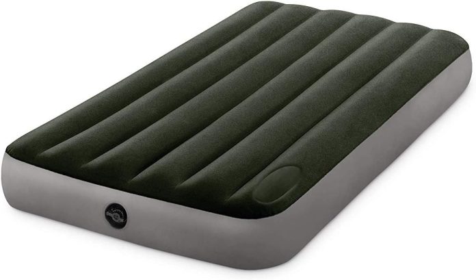 intex 75 x 39 x 10 inch dura beam fiber tech vinyl standard downy air mattress with plush top and 2 in 1 valve twin pump 1