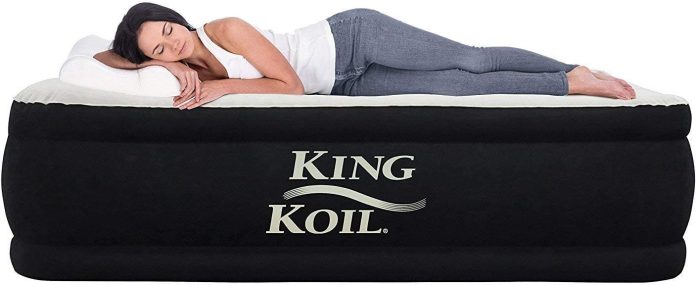 king koil luxury air mattress 13in full size with built in pump for home camping guests inflatable airbed luxury double 1 3
