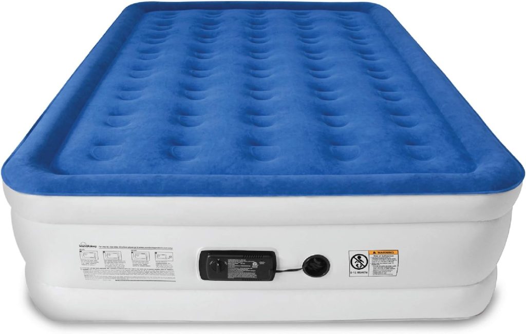 SoundAsleep Dream Series Luxury Air Mattress with ComfortCoil Technology  Built-in High Capacity Pump for Home  Camping- Double Height, Adjustable, Inflatable Blow Up, Portable - Queen Size
