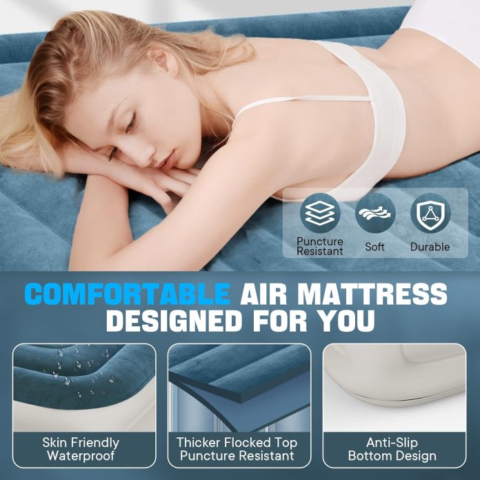 twin air mattress with built in pumpfast easy inflationdeflation inflatable mattress foldable blow up mattress with stor 1