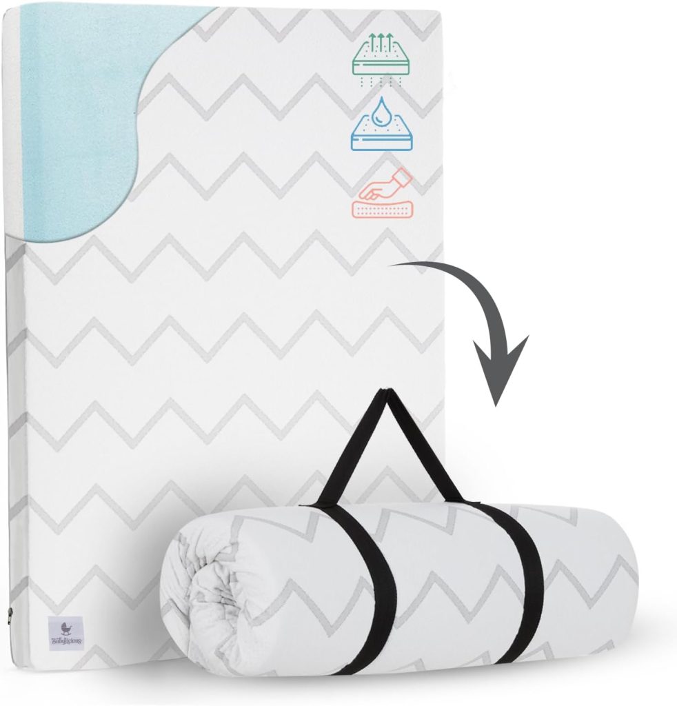 Waterproof Pack and Play Mattress Topper - 38 x 26 | Roll Up Style - Breathable Soft Memory Foam - Portable Playard Mattress Topper- Baby Foam Playpen Mattresses for Babies