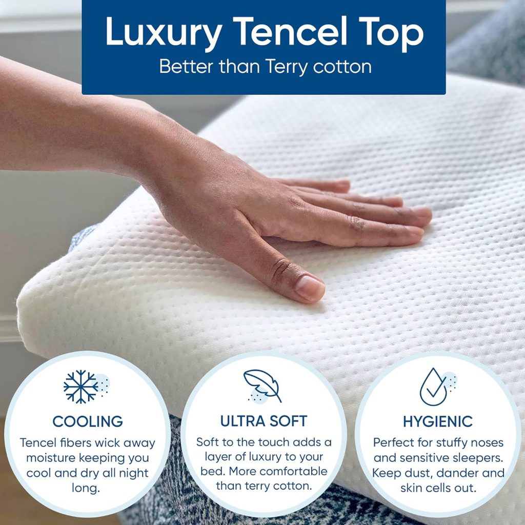 King Size Luxury Tencel Mattress Protector, 100% Waterproof, Ultra Soft, Naturally Cooling  Breathable, Deep Pocket Up to 18