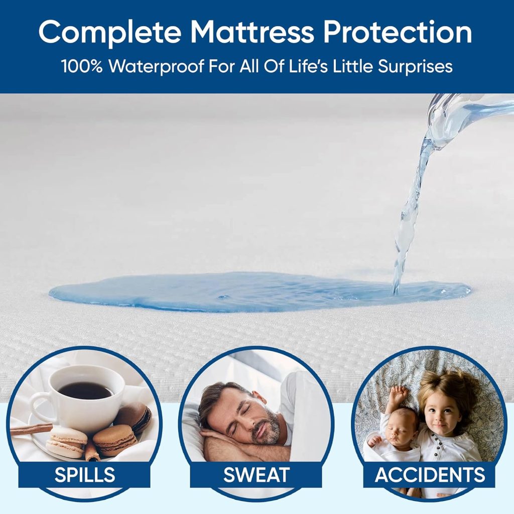 King Size Luxury Tencel Mattress Protector, 100% Waterproof, Ultra Soft, Naturally Cooling  Breathable, Deep Pocket Up to 18