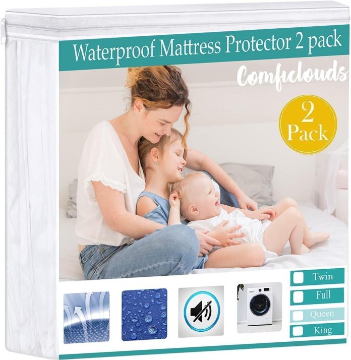 queen mattress protector 2 pack waterproof mattress protector mattress cover pad fitted 15 deep pocket bed cover for kid